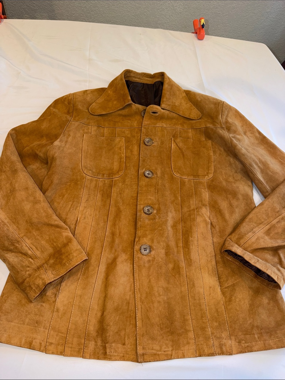 Vintage Suede Trucker Jacket/ 70's Waist Length pictured Western